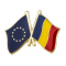 Insignă cu pin 2 steaguri România și UE