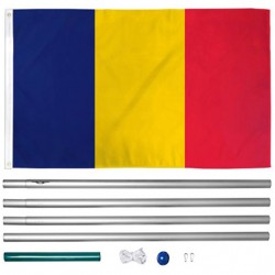 Set steag România cu stalp de steag modular din aluminiu 6 metri