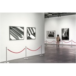 Set 2 piloni de delimitare, argintii, cu frânghie roșie